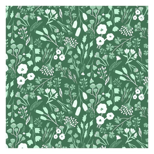 Papel de pared Fragrant Field Of Flowers In Green
