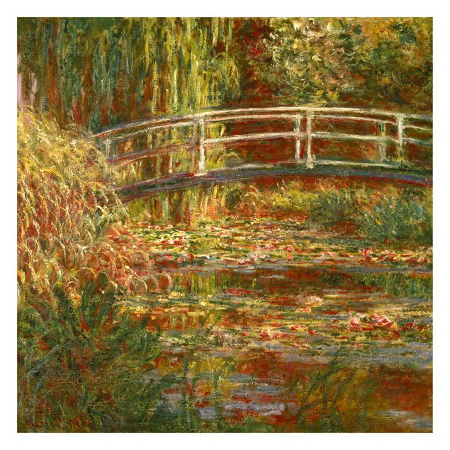 Papel pintado moderno Claude Monet - Waterlily Pond And Japanese Bridge (Harmony In Pink)