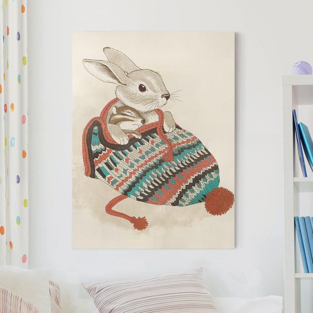 Lienzos decorativos Illustration Cuddly Santander Rabbit In Hat