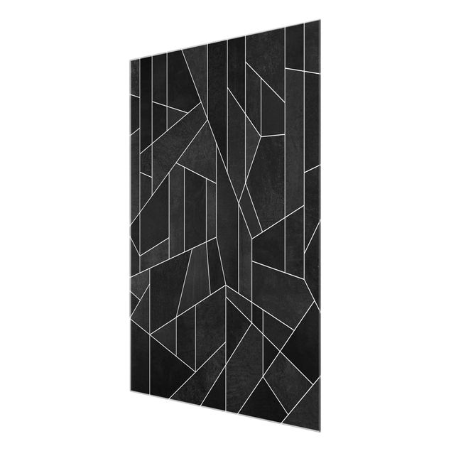 Cuadros negros Black And White Geometric Watercolour