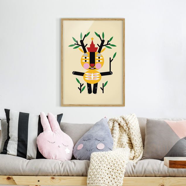 Pósters enmarcados de cuadros famosos Collage Ethno Monster - Deer