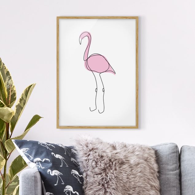 Decoración habitacion bebé Flamingo Line Art