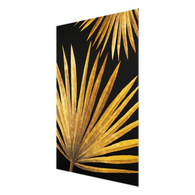 Cuadros decorativos Gold - Palm Leaf On Black