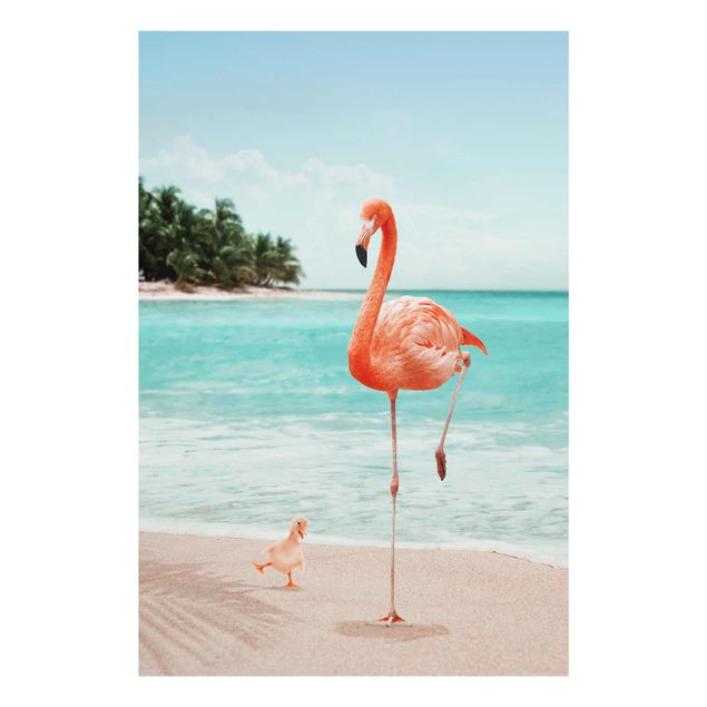 Cuadros con mar Beach With Flamingo