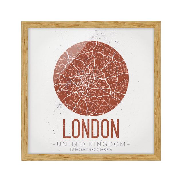 Pósters enmarcados de mapamundi City Map London - Retro