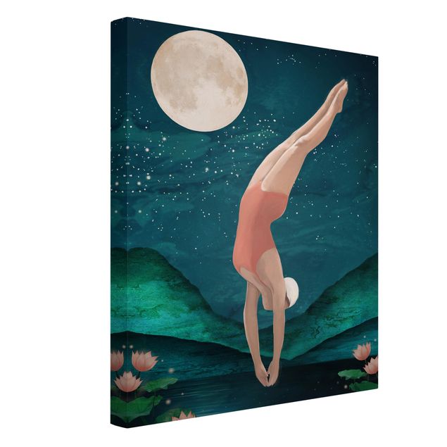 Cuadros famosos Illustration Bather Woman Moon Painting