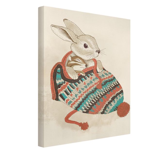 Láminas de cuadros famosos Illustration Cuddly Santander Rabbit In Hat