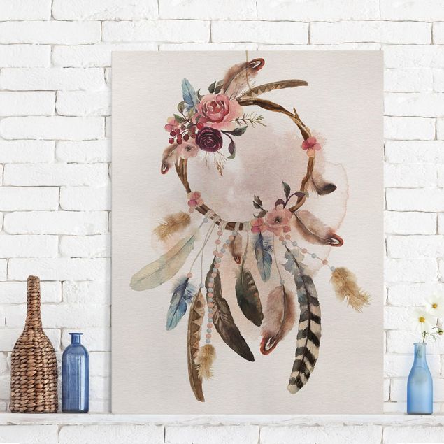 Decoración cocina Dream Catcher With Roses And Feathers