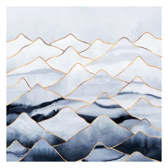 Papel pintado paisajes Watercolour Mountains White Gold