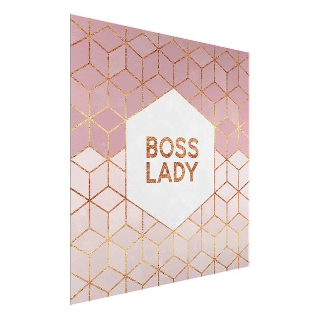 Cuadros de cristal abstractos Boss Lady Hexagons Pink