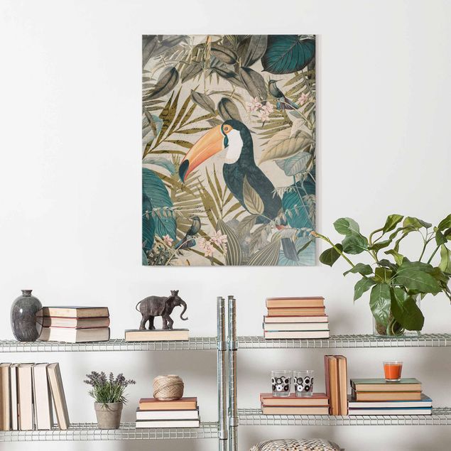 Cuadros selva Vintage Collage - Toucan In The Jungle