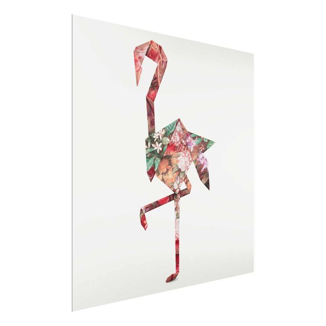 Cuadros de flores Origami Flamingo
