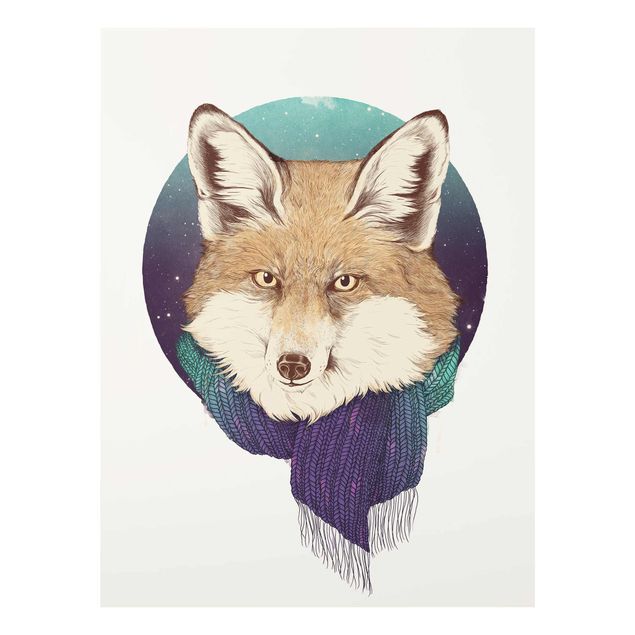 Cuadros decorativos modernos Illustration Fox Moon Purple Turquoise