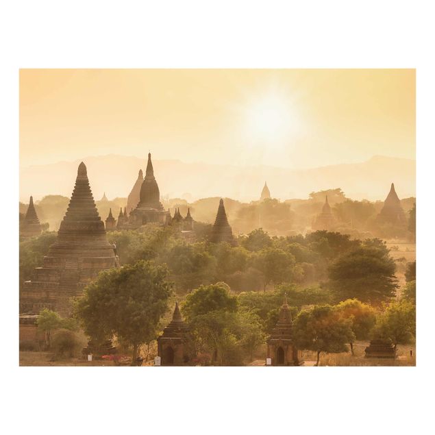 Cuadros de cristal arquitectura y skyline Sun Setting Over Bagan