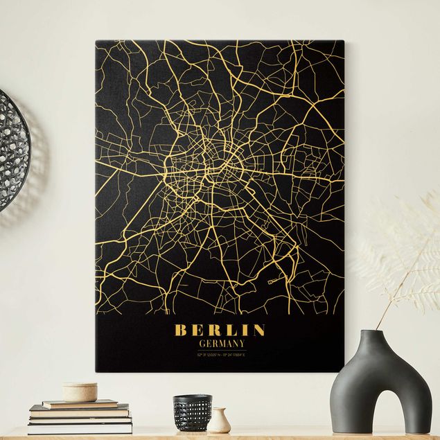 Lienzos ciudades del mundo Berlin City Map - Classic Black