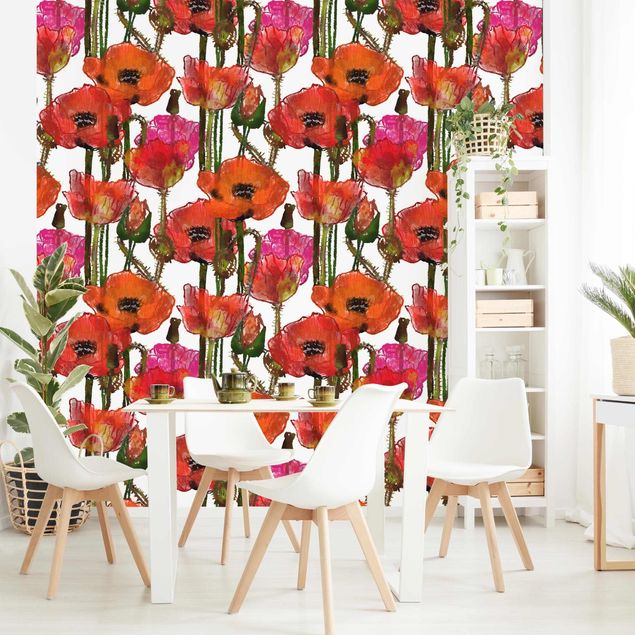 Papel pintado floral Field Of Poppies