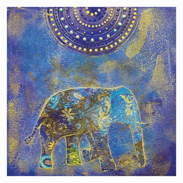 Papel pintado tonos azules Elephant In Marrakech