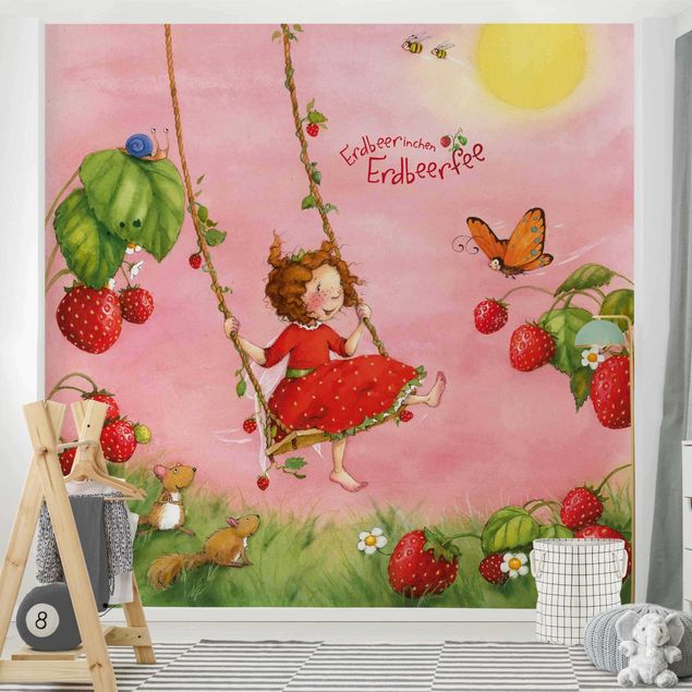 Papel pared rosa Little Strawberry Strawberry Fairy - Tree Swing