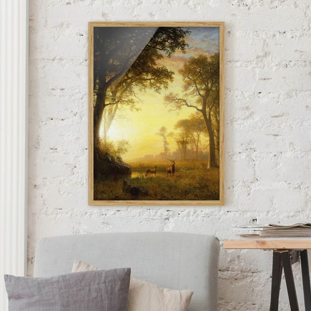 Pósters enmarcados de cuadros famosos Albert Bierstadt - Light in the Forest