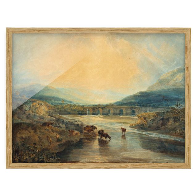 Cuadros famosos William Turner - Abergavenny Bridge, Monmouthshire: Clearing Up After A Showery Day