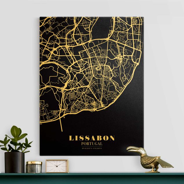 Decoración de cocinas Lisbon City Map - Classic Black