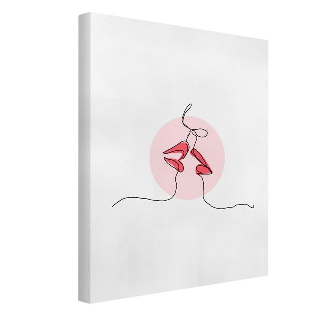 Lienzo abstracto Lips Kiss Line Art