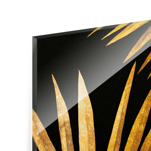 Tableros magnéticos de vidrio Gold - Palm Leaf On Black