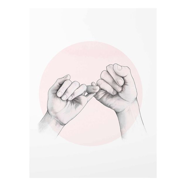 Cuadros retratos Illustration Hands Friendship Circle Pink White