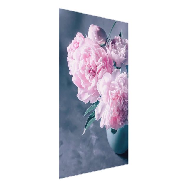 Cuadros de cristal flores Vase With Light Pink Peony Shabby