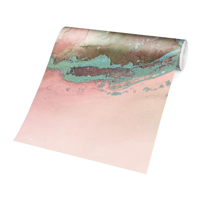 Papeles pintados industriales Colour Experiments Marble Light Pink And Turquoise