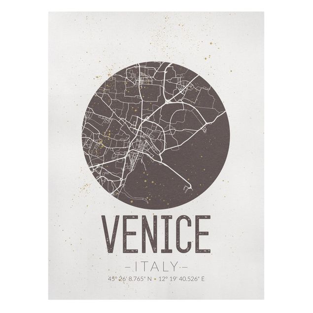 Cuadros mapamundi Venice City Map - Retro