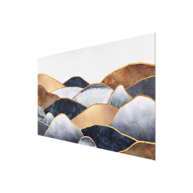 Cuadros de cristal paisajes Golden Mountains Watercolour