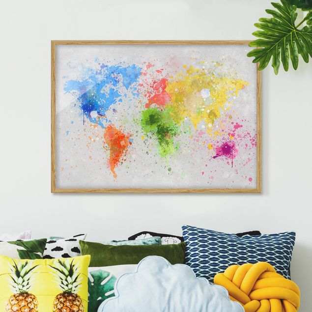 Decoración de cocinas Colourful Splodges World Map