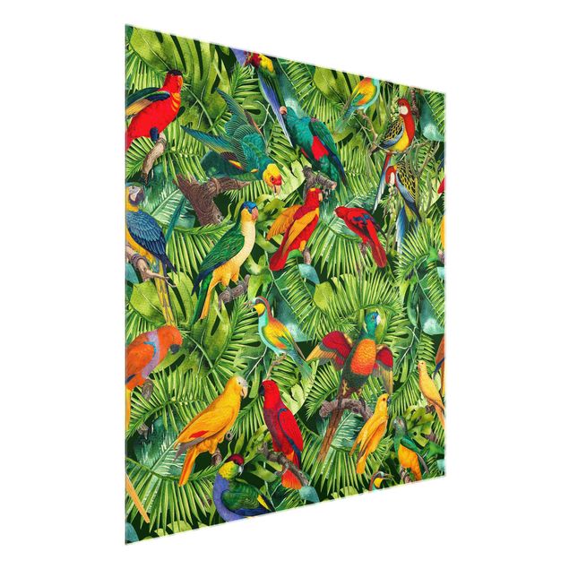 Cuadros plantas Colourful Collage - Parrots In The Jungle