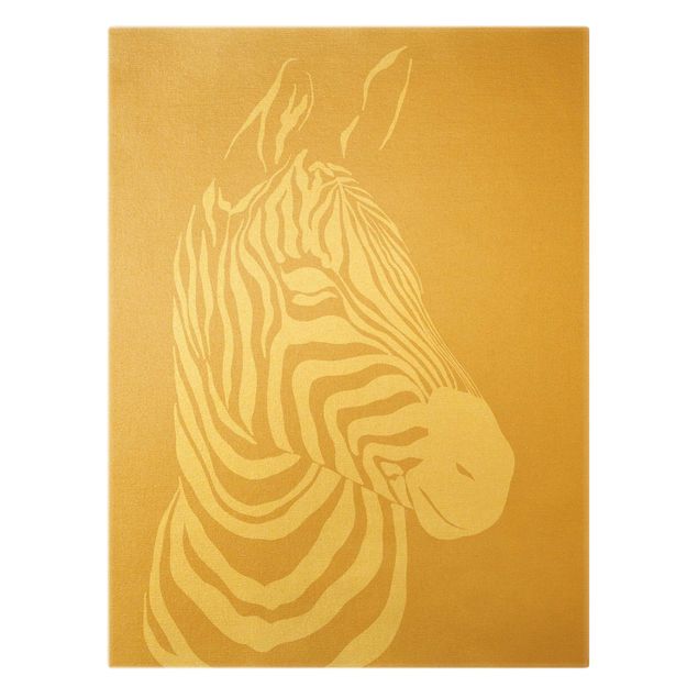 Cuadros en lienzo Safari Animals - Portrait Zebra Beige