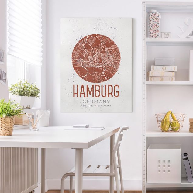 Lienzos de Hamburgo Hamburg City Map - Retro