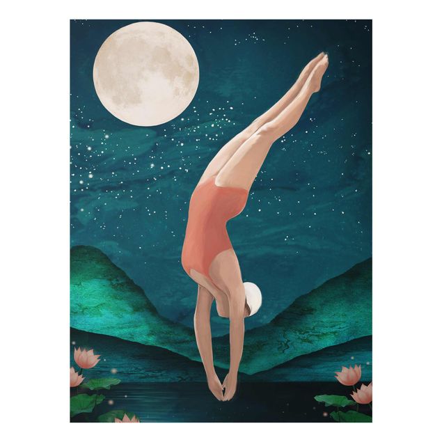 Cuadros de deportes Illustration Bather Woman Moon Painting
