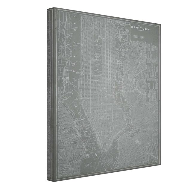 Lienzos de ciudades Vintage Map New York Manhattan