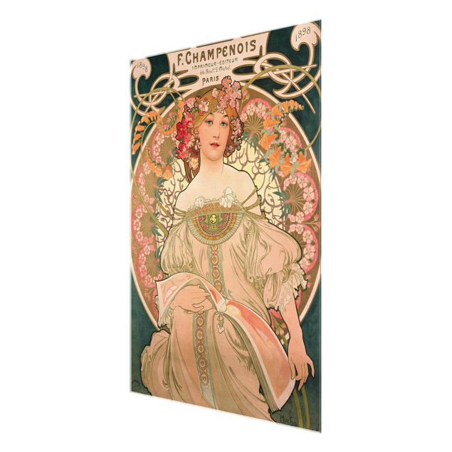 Cuadros de cristal flores Alfons Mucha - Poster For F. Champenois