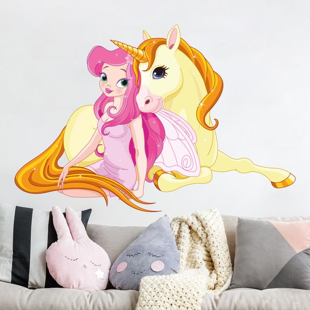 Vinilos de unicornios Fairy with her unicorn