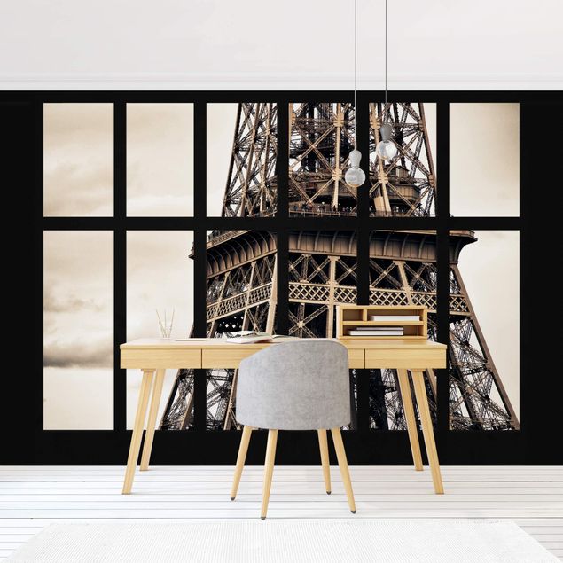 papel pintado arquitectura Window Eiffel Tower Paris