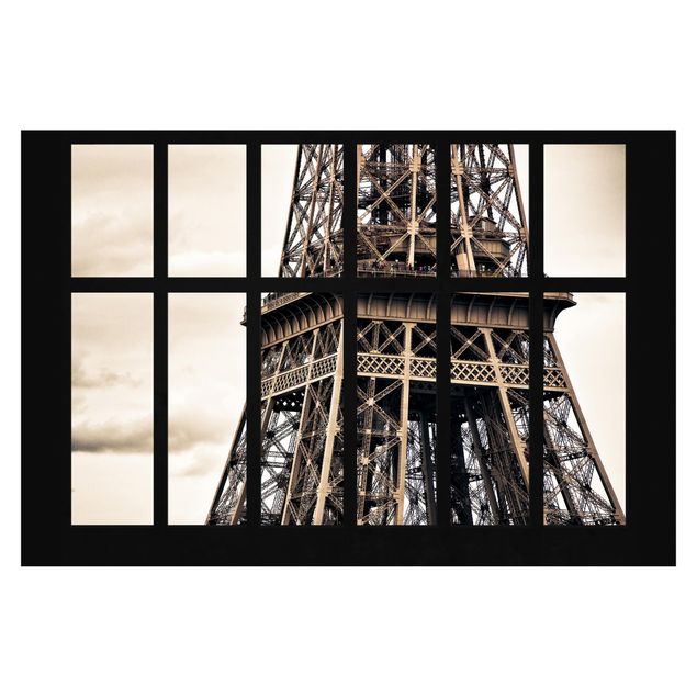 Papel de pared Window Eiffel Tower Paris