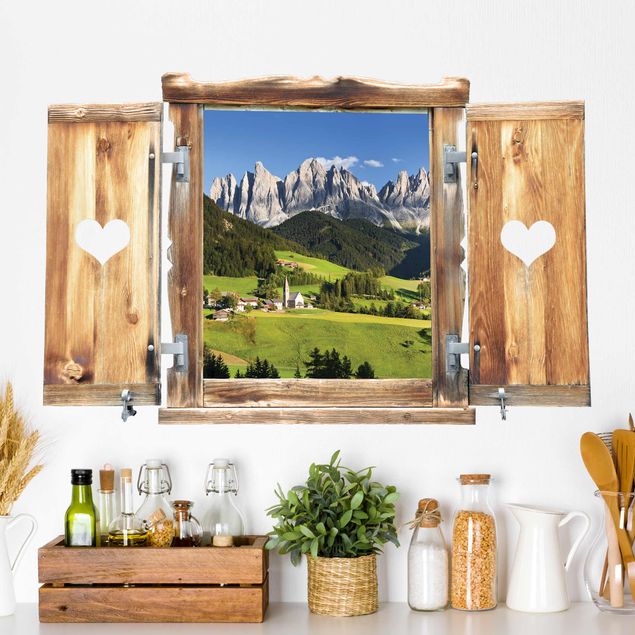 Decoración cocina Window with heart Geislerspitzen in South Tyrol