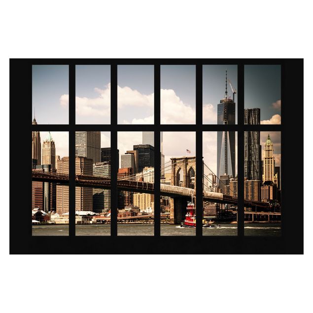 Papel pintado Window New York Brooklyn Bridge