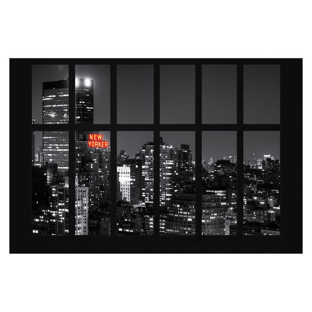 Papel de pared Window New York Night Skyline