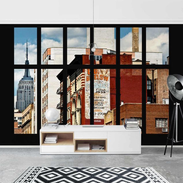 Papel 3d para pared Window View Of New York Building