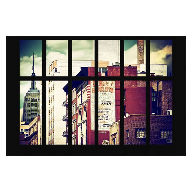Papeles pintados Window View Of New York Building Vintage