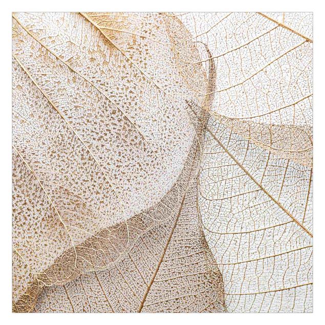 Papel de pared Delicate Leaf Structure In Gold