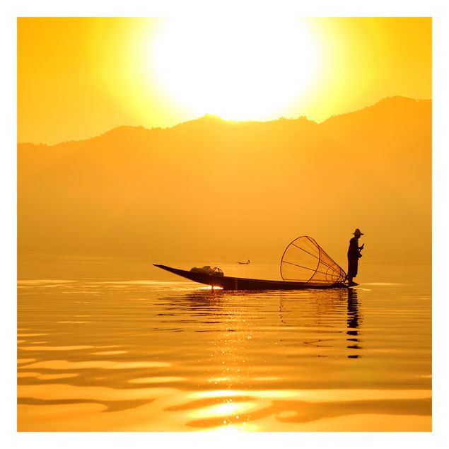 Papel pintado paisajes Fisherman And Sunrise