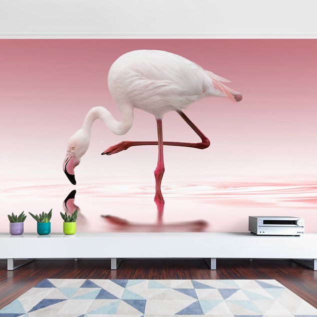 Papel pintado aves Flamingo Dance
